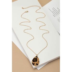 Boutique Cheetah Print Linear Necklace